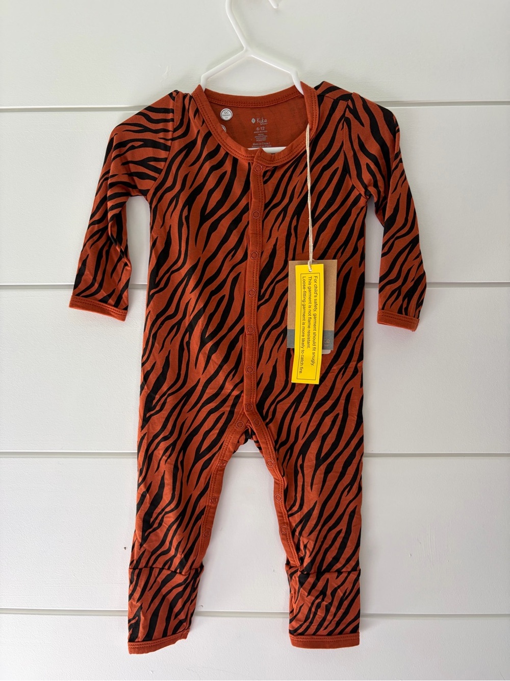 Kyte BABY Orange and Black Zebra-Print Footie